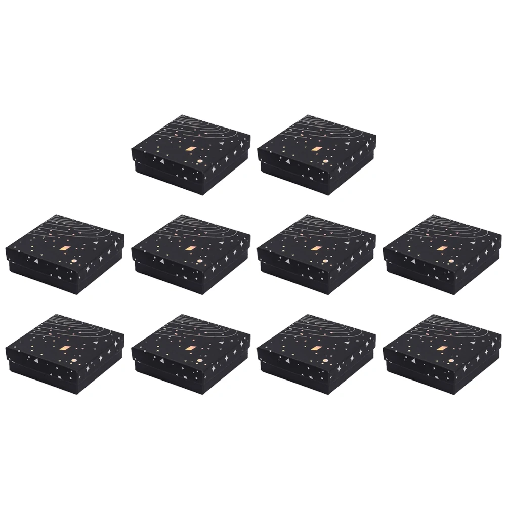 

10pcs Cardboard Jewelry Box Black Silver Jewelry Box Package Box Ring Earring Storage Box Bracelet Box Style 2