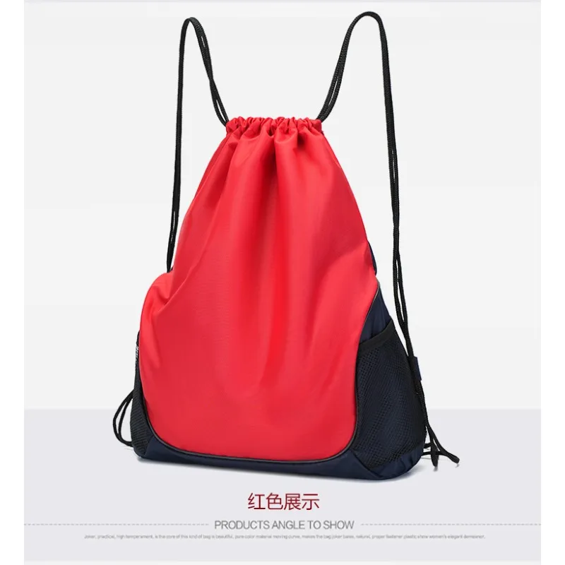 Sports Drawstring Backpack Men Large Capacity Gym Sack Bag with Side Pocket Lightweight Travel Fitness Storage Shoulder Bag