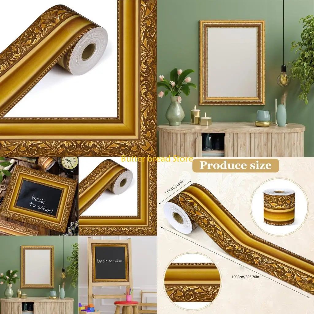 W89C Decorative Golden Edging Strips 10M Long Service Wall Display Framing Solution