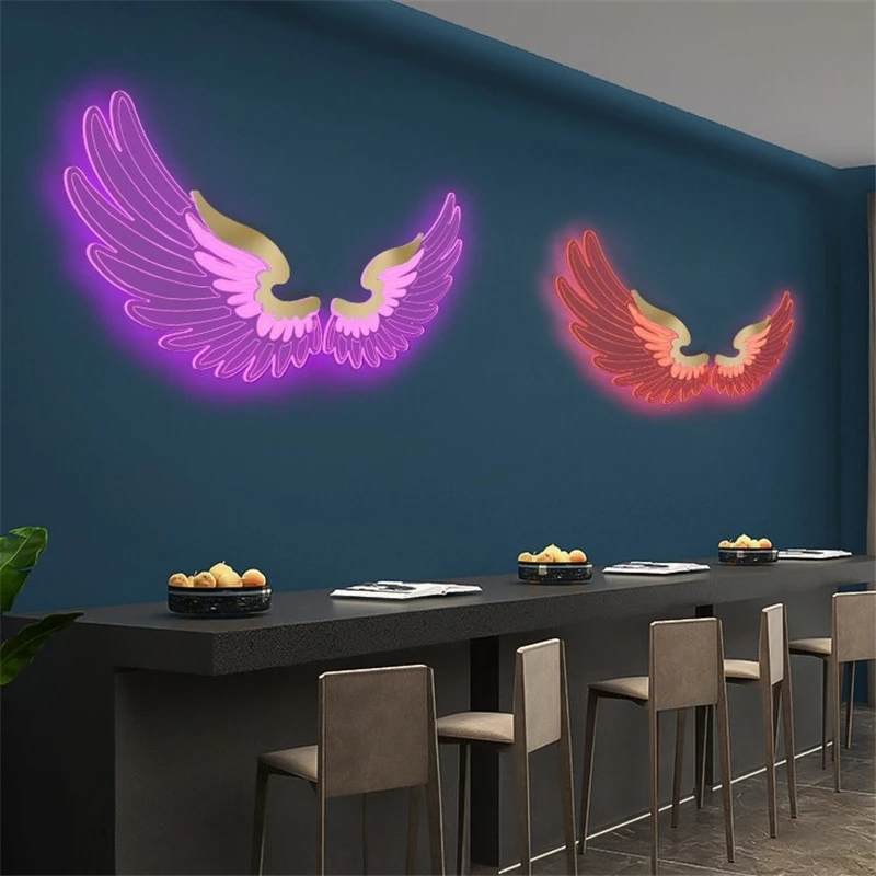 Angel Wings Wall Lamps Nordic Creative Personality RGB LED Wall Lamp for Living Room Bedroom Restaurant Bar Decoration Lighting