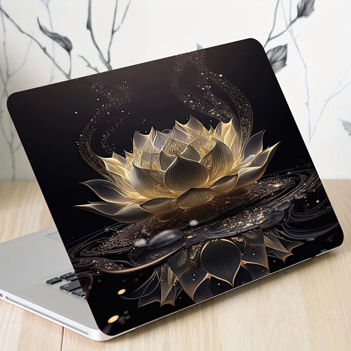 Two floral laptop art stickers, non-reusable. Waterproof and scratch-resistant laptop skin sticker for laptops