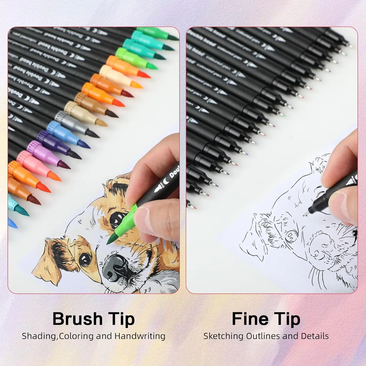 12/24/36/60/80/100/120 Colors Dual Markers Brush Pen Fine Double Tip Art Marker Coloring Hand Lettering Drawing School Supplied