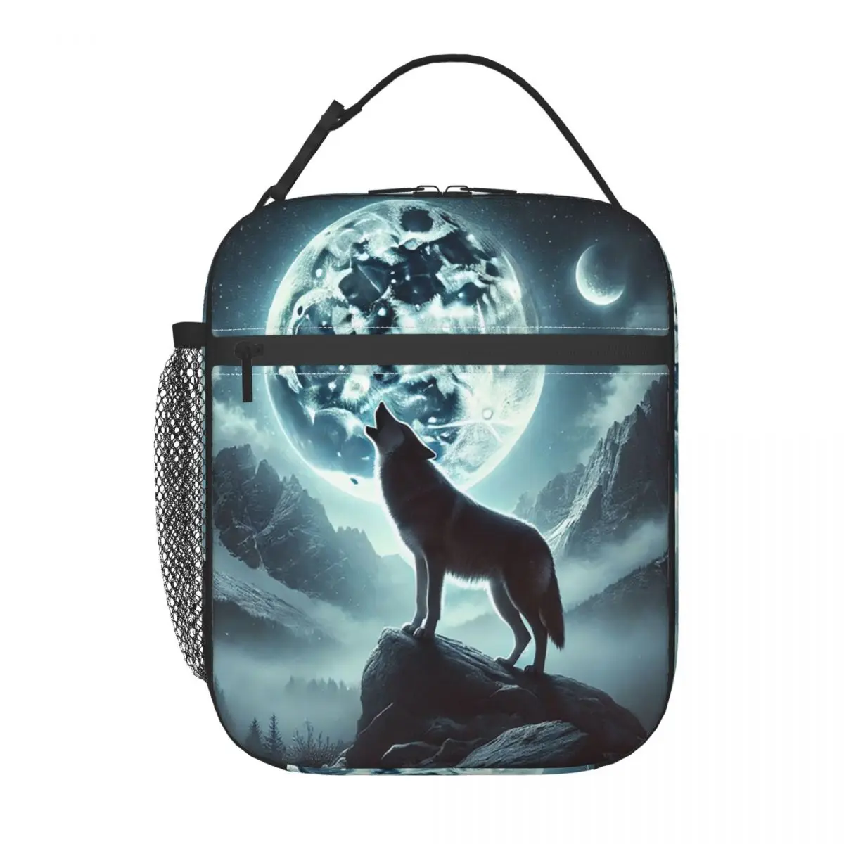 Howling Wolf Under The Moonlight Print Insulated Lunch Bag for Women Kids Portable Food Boxes Thermal Lunch Box Tote