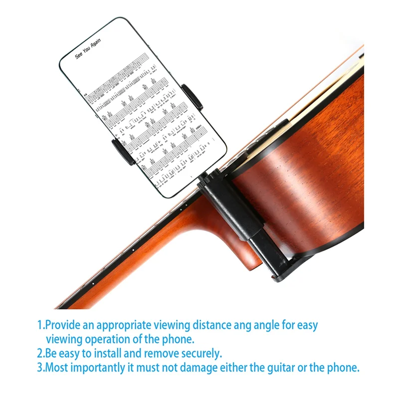 미끄럼 방지 기타 전화 홀더 클립 전화 스탠드가 있는 악기용 조절 가능한 마운트