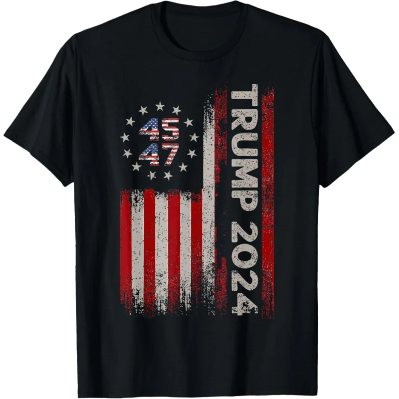 

45 47 Trump 2024 American Flag T-Shirt Men's and Women's Loose