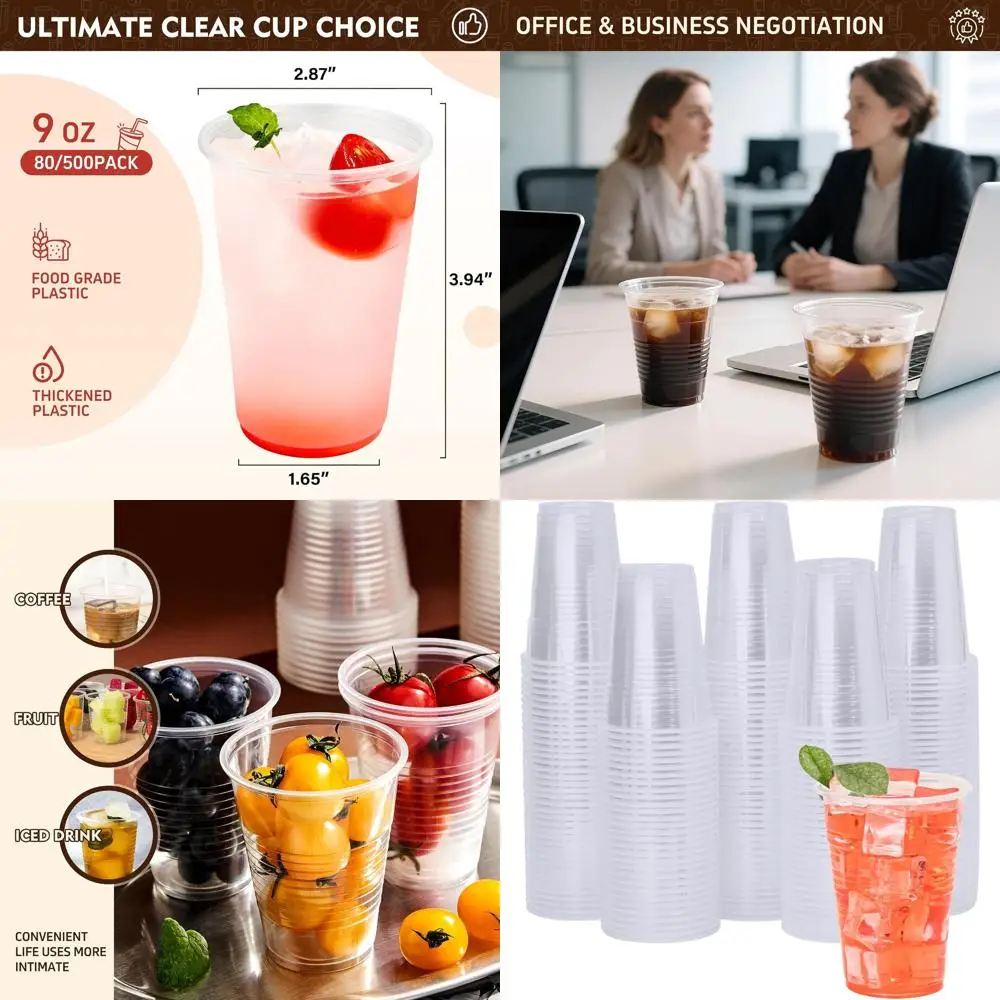 

Прозрачные пластиковые стаканчики на 9 унций, упаковка из 2000 штук — одноразовые стаканчики для напитков для холодных напитков, идеально подходят для вечеринок