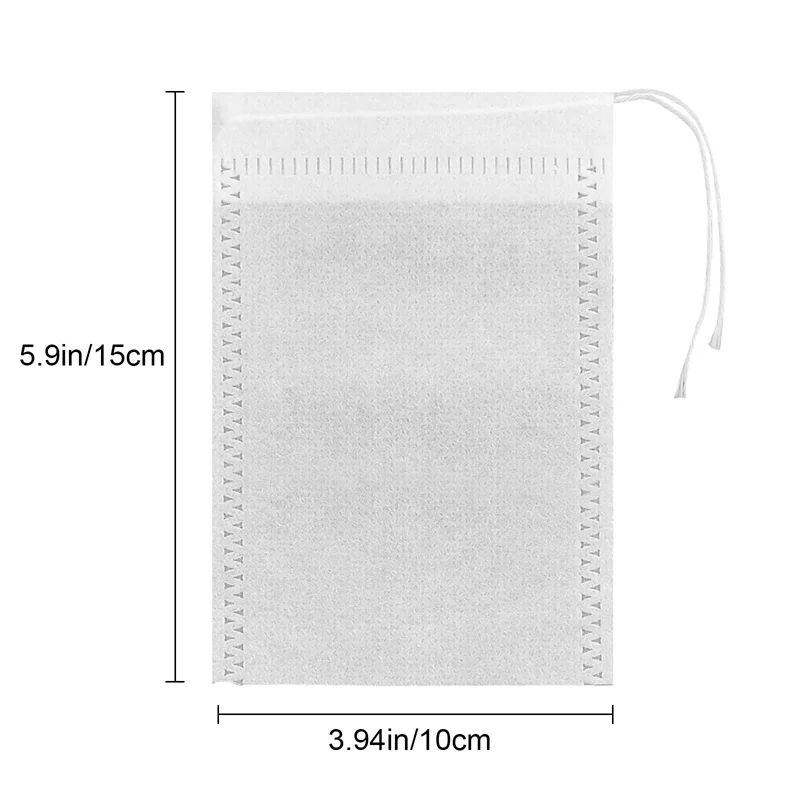 Bolsas de filtro de té desechables, bolsa de té de tela no tejida con cordón, papel de filtro de cocina para café, hierba, té suelto, 100 Uds.
