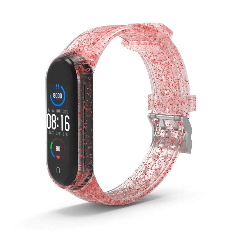 Correa brillante para Xiaomi Mi band 4 y 5, repuesto de silicona transparente para pulsera Xiaomi mi band 4 y Mi band 5