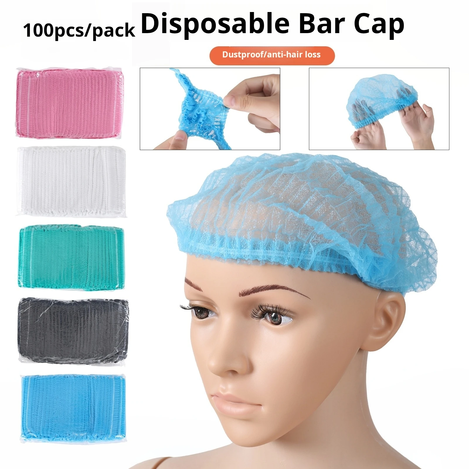 100pcs Disposable Microblading Non Woven Fabric Permanent Makeup Hair Net Caps Sterile Hat For Eyebrow Tattooing Catering Hat