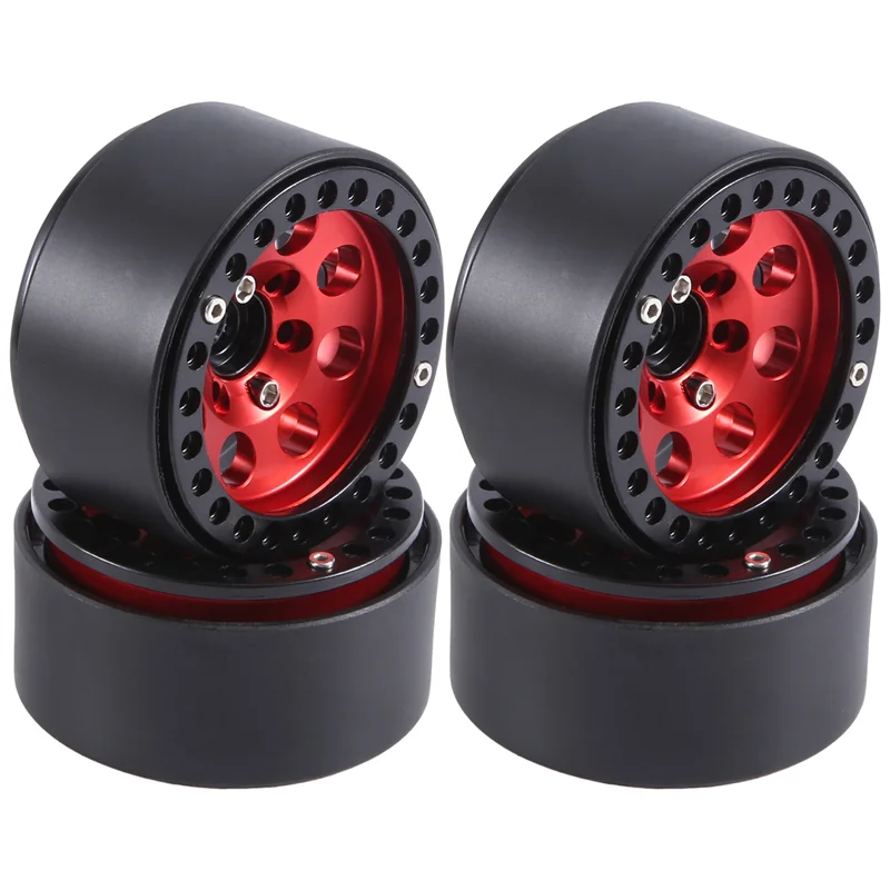 

Highly Recommended 4PCS 1.9 Metal Beadlock 8 Round Hole Wheel Hub Rim For 1/10 RC Crawler Axial SCX10 90046 AXI03007 TRX4 Redcat