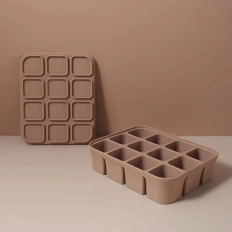 12 Grid Ice Mold Silicone Cube Tray Square Tray Mould Easy Release Silicone  Cube Forms Bar Kitchen Accessories