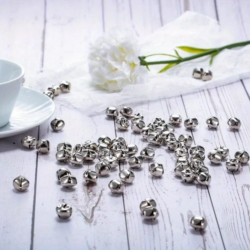 160 pcs 15mm Christmas Decoration Bells for Home Hanging Ornament, Small Delicate Size, Clear Crisp Sound, Silver