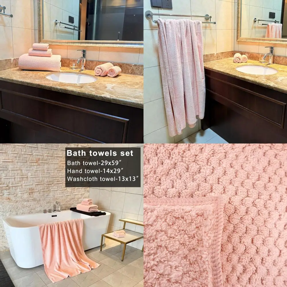 

Набор из 6 больших банных полотенец - очень большие роскошные полотенца, 39x78 дюймов, 80% полиэстер, розовый цвет