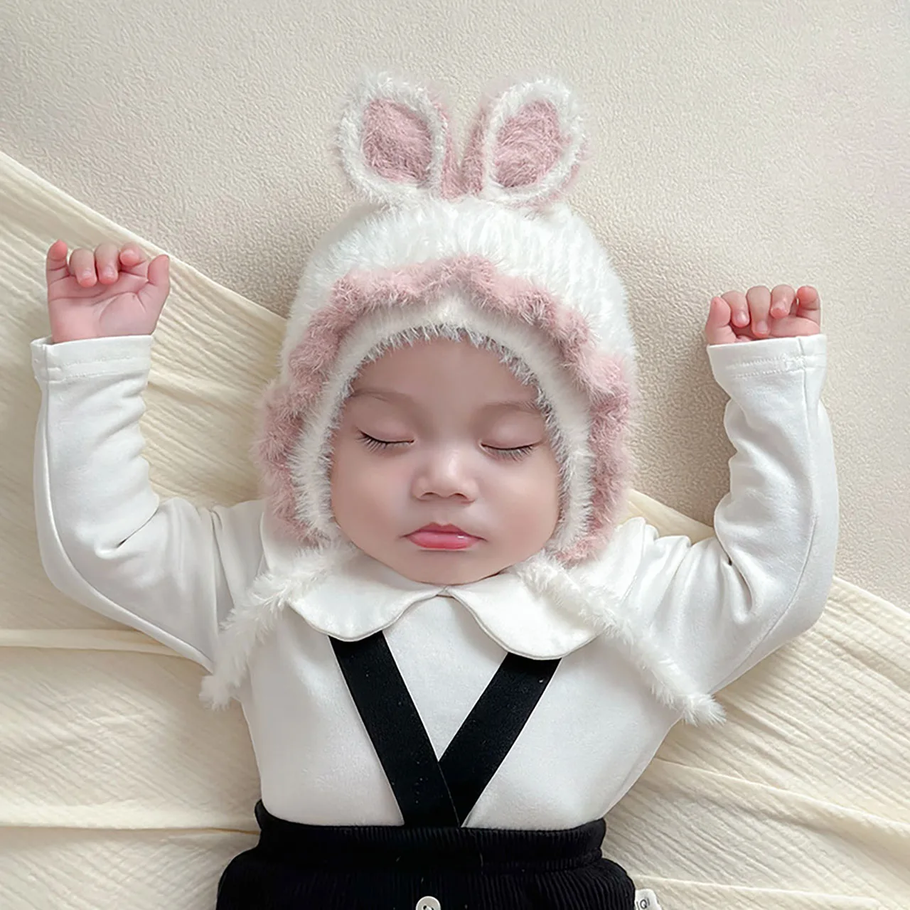 

Winter Plush Ear Protection Hat for Baby Warm Pullover Cap Cute Cartoon Children Beanie Princess Girl Headgear Bonnet 3-18Month