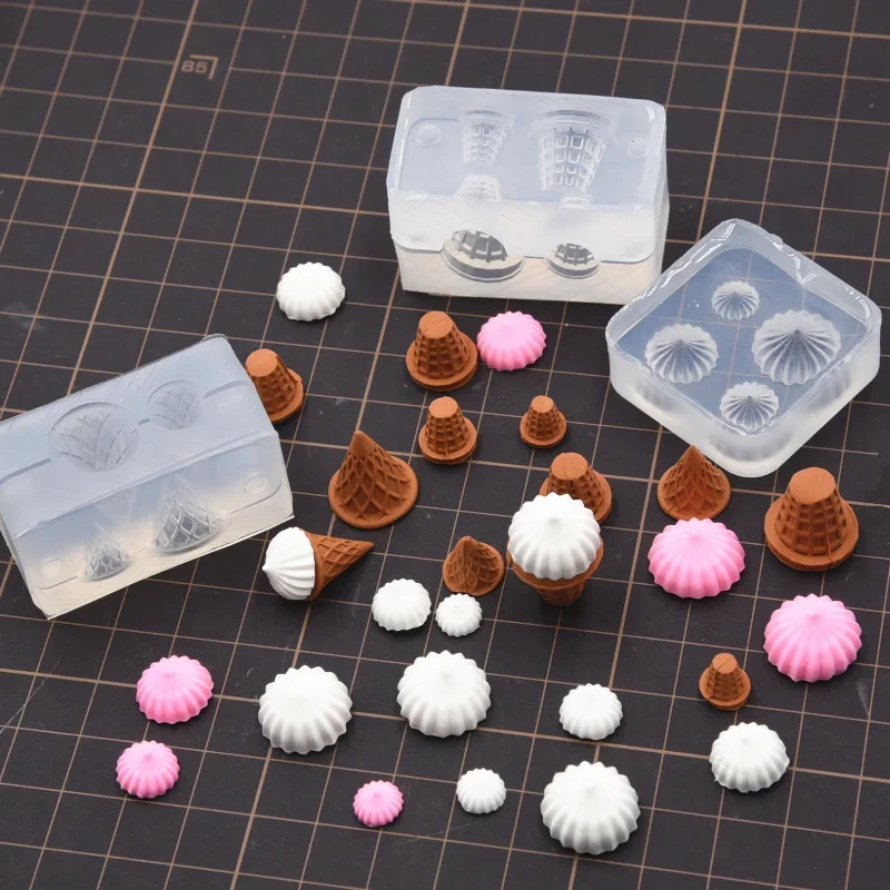 Version Mini Cone/ice Cream Cone Silicone Mold Set Soft Pottery Ultra-light Clay DIY Miniature Dessert Polymer Clay Mold