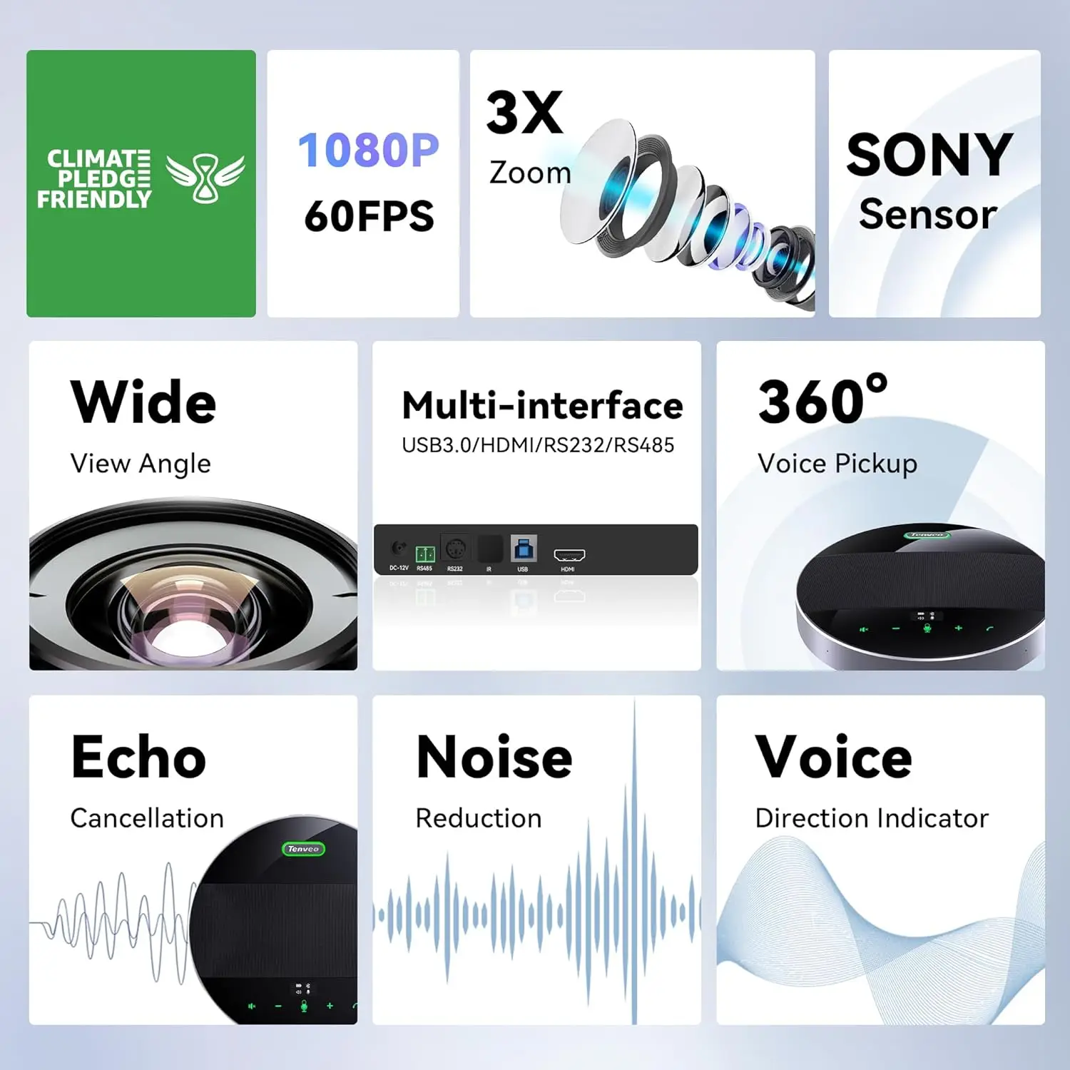 All-in-One Conference System 3X Optical Zoom PTZ Camera and MagiCall Bluetooth Speakerphone Upgraded System Audio-NEW