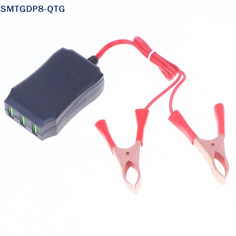 

NEW 1Pc 12V 24V To 5V 3USB Port Power Adapter With Battery Clip For Charging Cell Phone Emergency USB Power High Efficiency