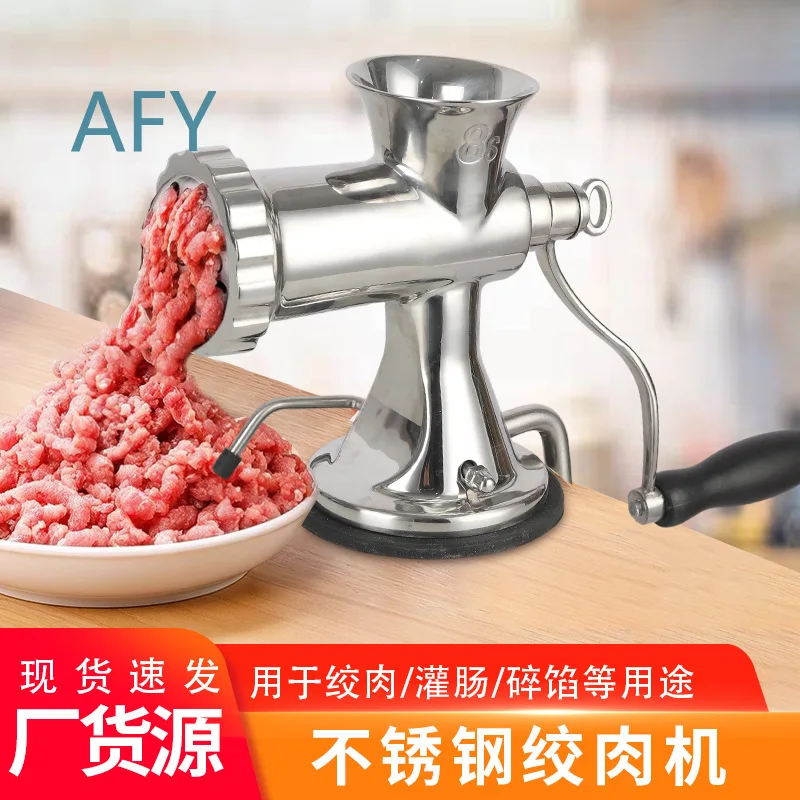 Stainless Steel Manual Meat Grinder for Home Kitchen Use Hand Crank Mincer for Ground Meat Sausage Stuffer Food Processor for