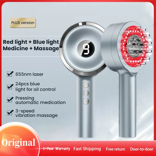 Cabello láser, peinado, masaje de cuero cabelludo, cabello rojo y azul, esencia de salud introducida en el generador de cabello