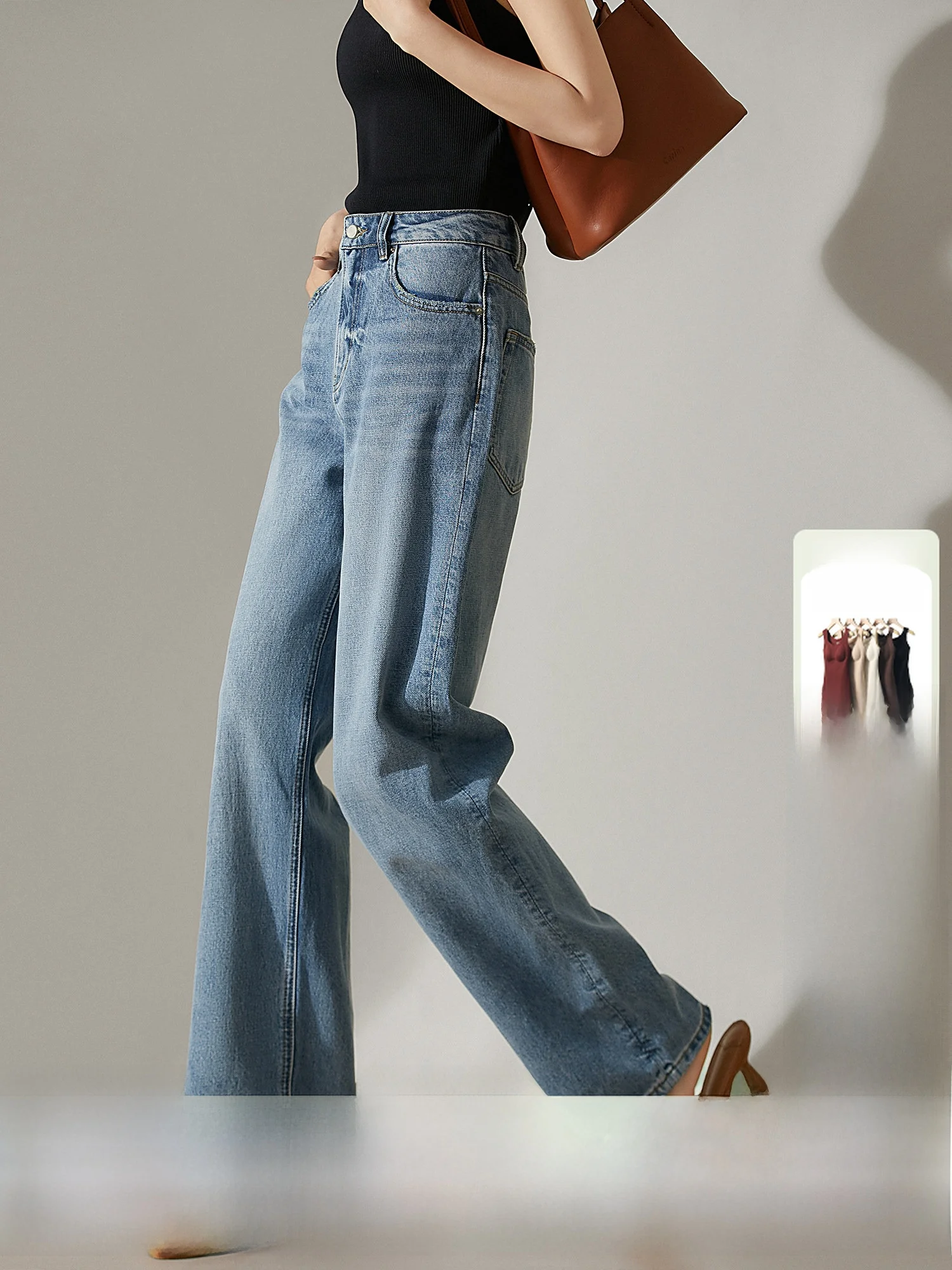 

Biodeadable Cotton Lyocell Denim Straight Leg Pants Conceal Meat Long Legs High Waist Zipper Fly Daily Wear Comfortable Bre...