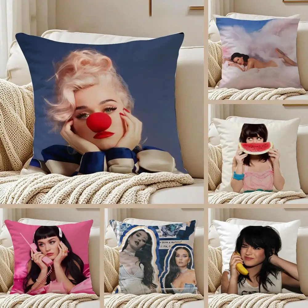 k-Katy perry attractive Cushion Cover Pillowcase Anti-dustmite Invisible Zipper Short Plush Sofa Cushion