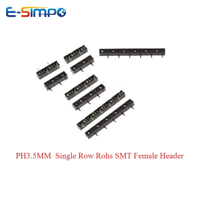 30PCS 2.54mm SMD Stackable 1x2P-10P/12P/15P/20P/24P/40P PH3.5 Short Low Profile Single Row Rohs SMT Female Pin Header Connector