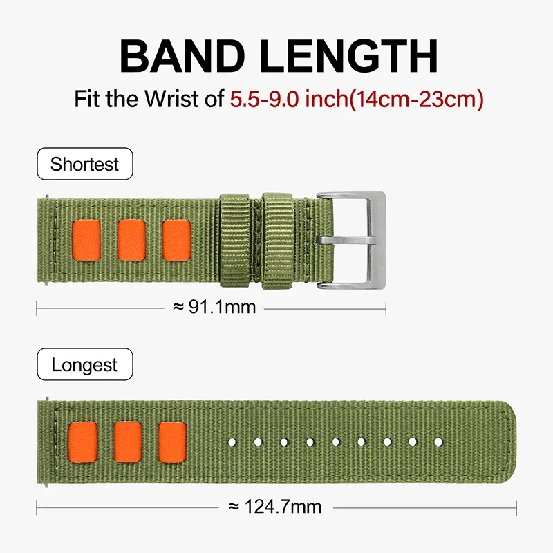 Militado 20mm 22mm Nylon Watch Strap Soft Sport Watch Universal Quick Replacement Band Wriststach Bracelet Watchband Men