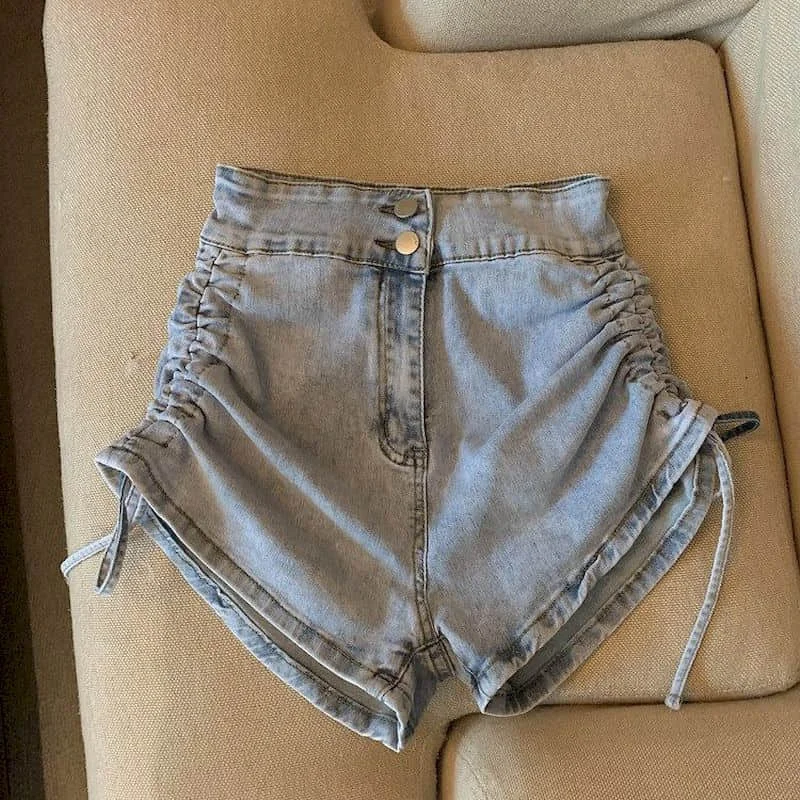 Denim Shorts for Women 2026 Summer Elastic Waist Stretchable Hot Pants American Style Casual Loose A-line Jeans Women Clothing