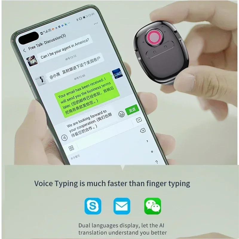 AI Smart Talkie Multi toText Real-time Chat Bluetooth Language Simultaneous Mini Voice Translator Device Voice Online Translator