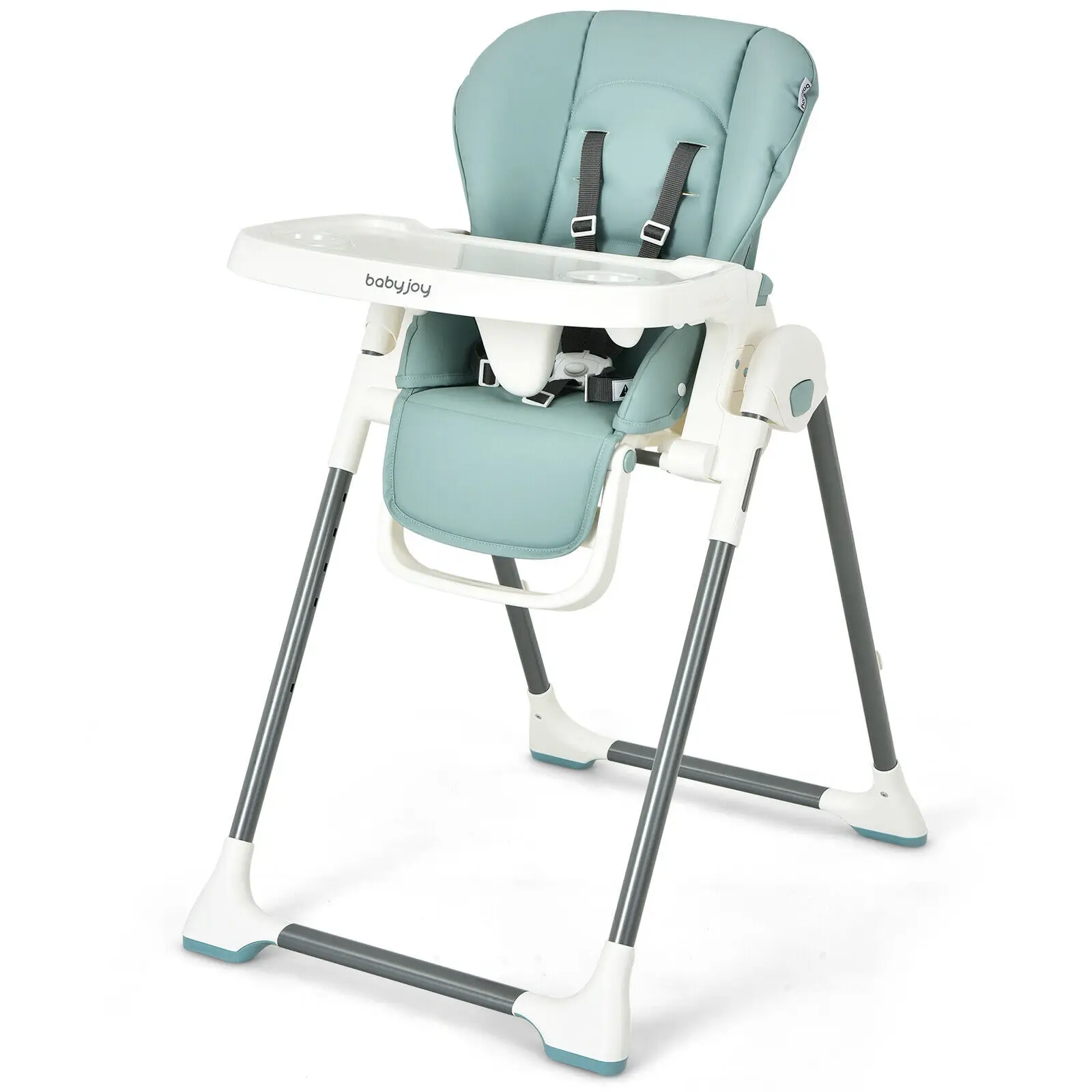 Babyjoy-silla alta plegable para bebé con doble bandeja extraíble y soporte para libros, color verde