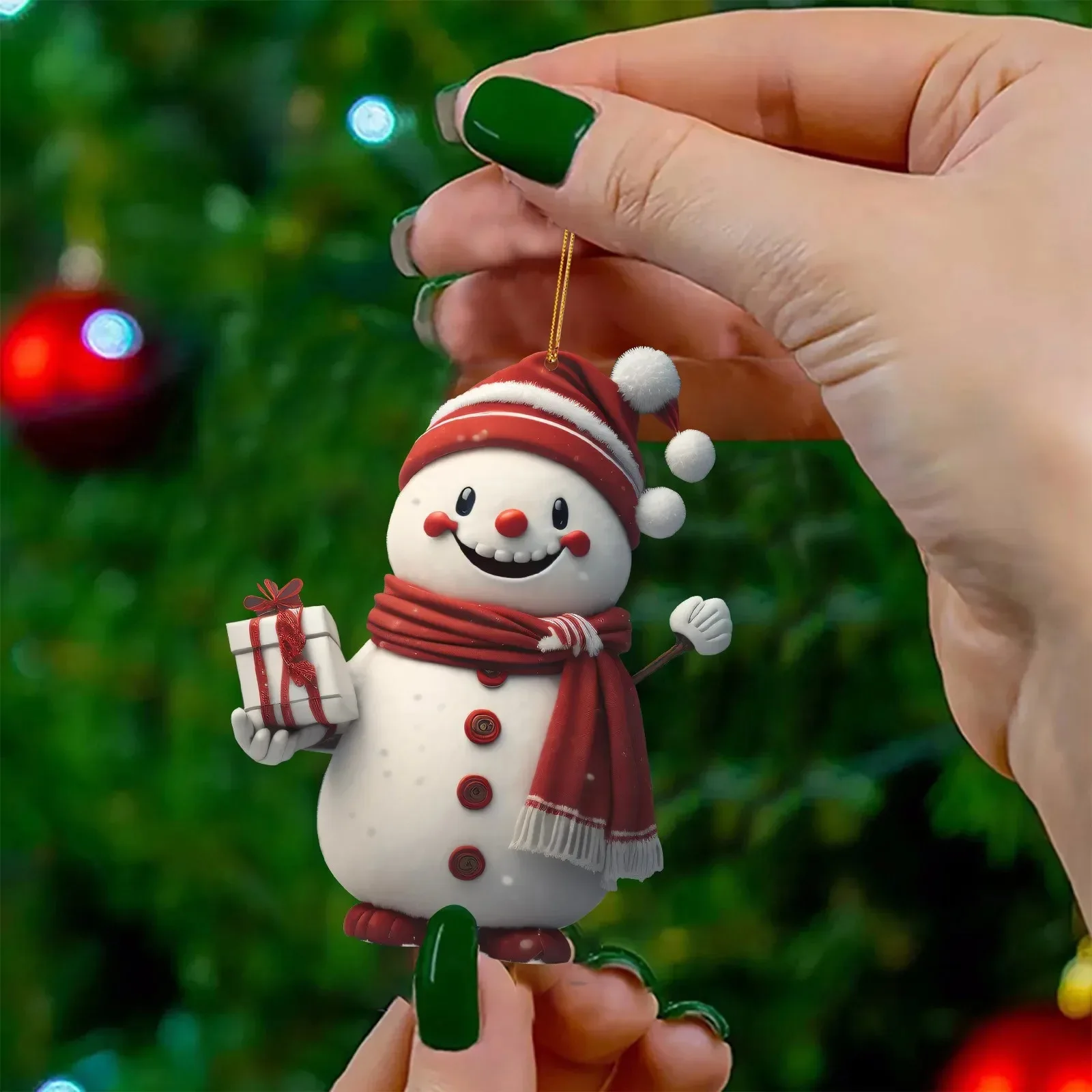 1Pcs 2D Cartoon Mini Santa Claus Christmas Tree Decoration Hanging Pendant Holiday Old Man Decorations Xmas Hanging Accessories