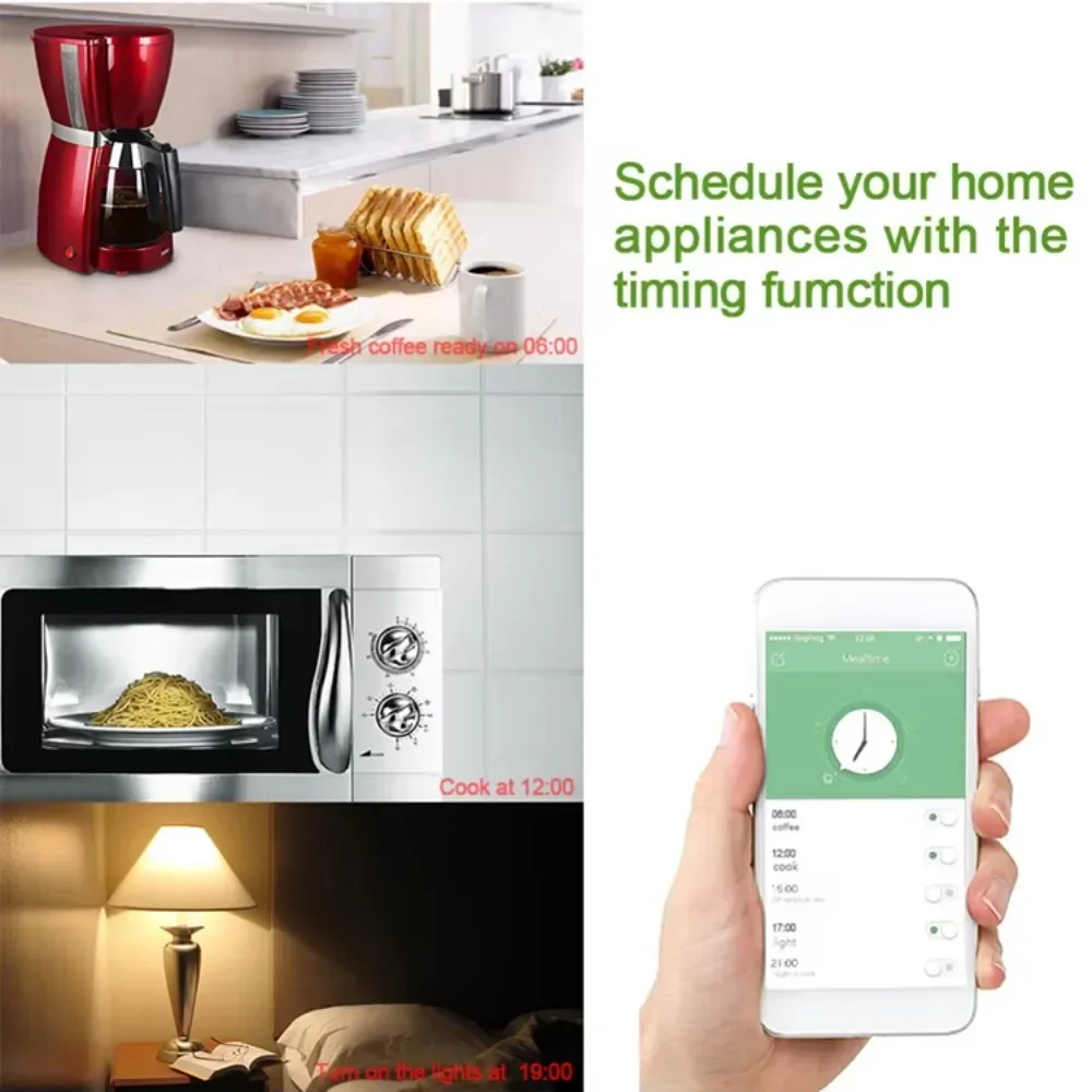 FUNAYA EU KR 16A Smart Wifi Power Plug with Power Monitor Smart Home Wireless Socket Outlet Work with Alexa Google Home Tuya App