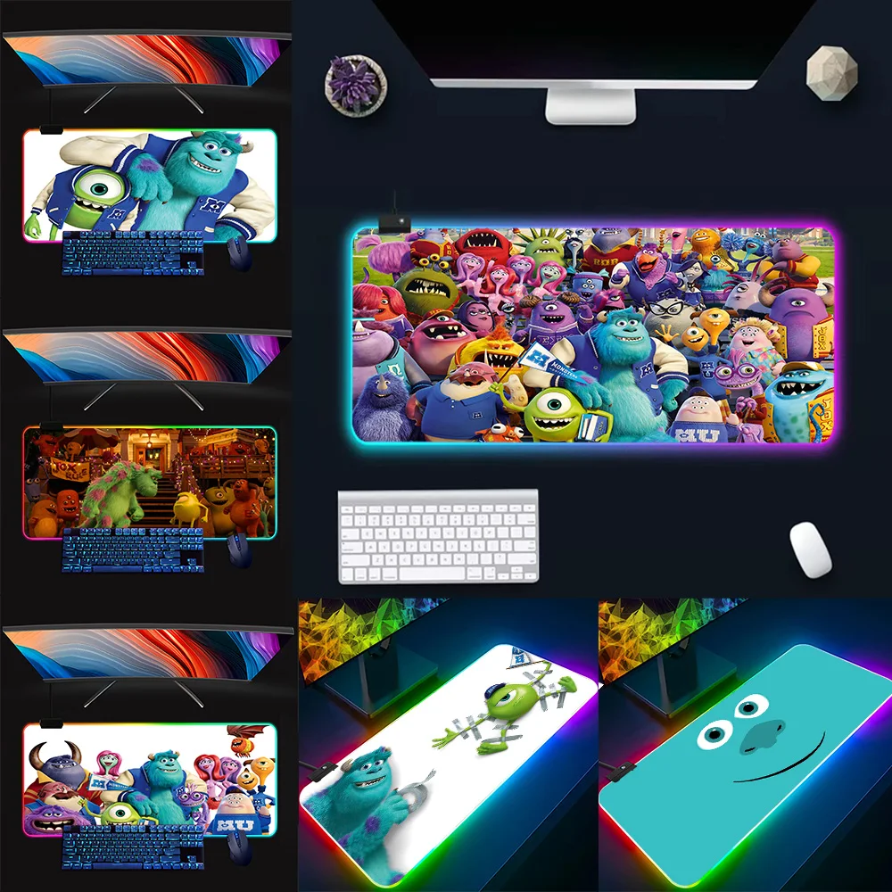 Disney Cartoon Monster University RGB Gamer Keyboard Mouse Pad Mousepad LED Glowing Mouse Mats Rubber Gaming Computer Mausepad