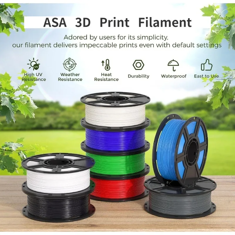 

ASA Filament 1.75mm-UV/Rain/Heat Resistant Durable 3D Filament,Non Odor&Fumes-Perfect for Outdoor Functional Mechanical Parts1kg