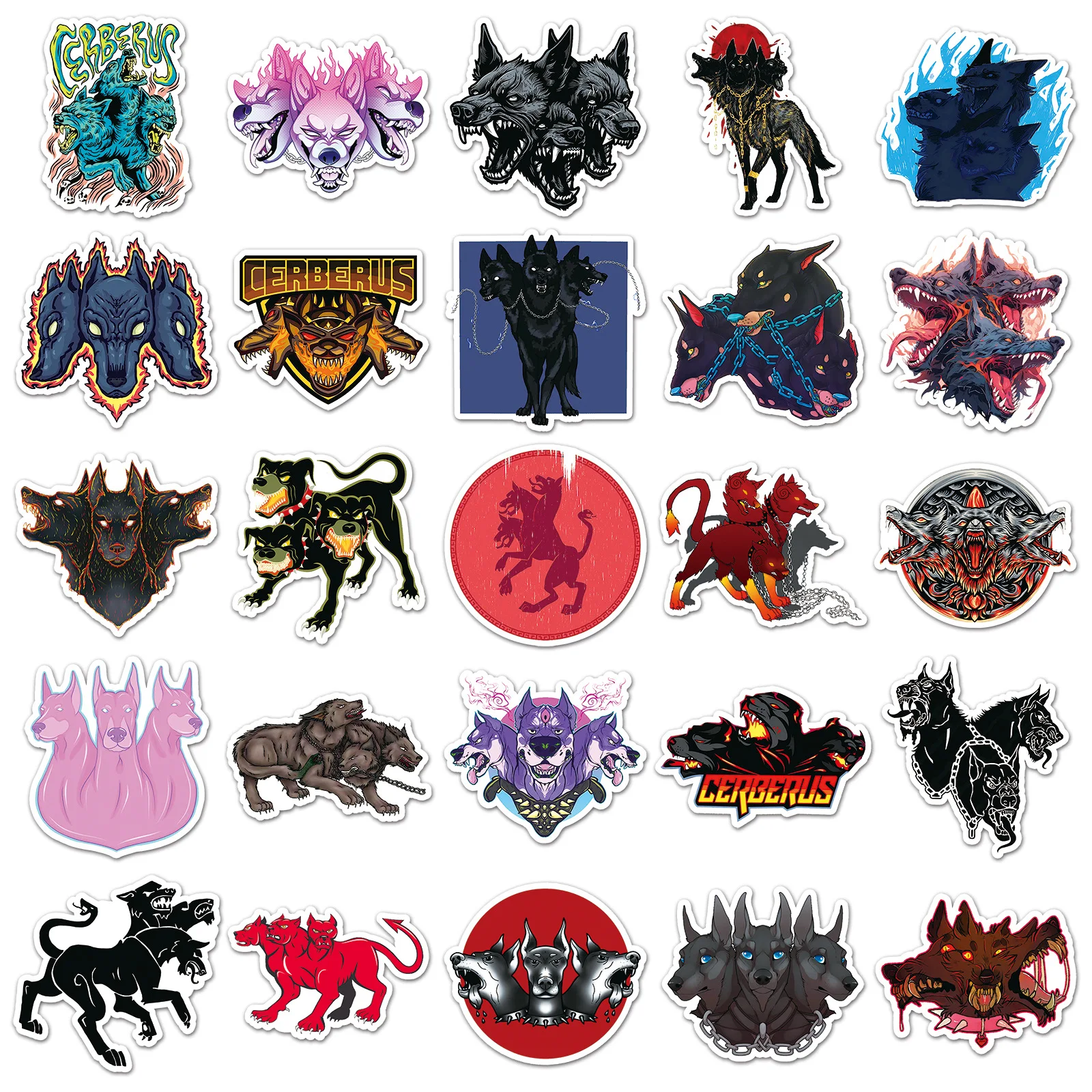 50Pcs Cool Cerberus Stickers Satan Evil Dog Diy Stickers Scrapbooking Phone Luggage Skateboard Waterproof Decals