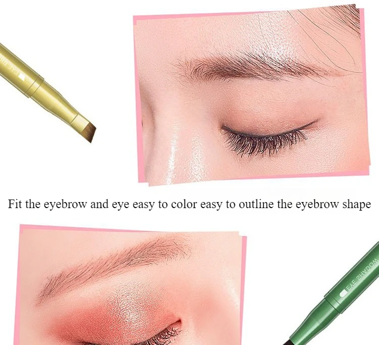 Detachable 4-in-1 Makeup Brush Set Soft Bristles & Sponge Applicator for Lips and Eyeshadow Portable with ABS Handle