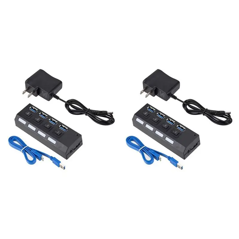 Ingenious-2X USB 3.0 Power Adapter 4 Ports Multi USB Splitter Hub 3.0USB Hub 50CM Cable Hub Docking Station US Plug