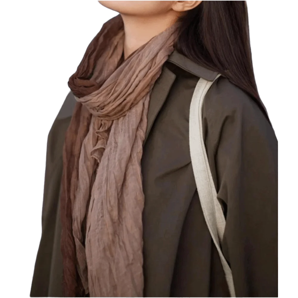 

Горячий винтажный градиентный шарф, универсальный длинный плиссированный платок в стиле Wasteland, легкий дышащий хиджаб на осень-зиму