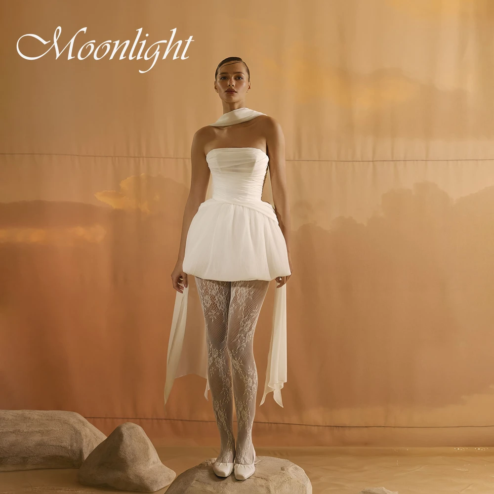 

Modern Sleeveless Pleat Short A-Line Wedding Dress Women 2026 Shawl Strapless Open Back Bridal Gown Vestidos De Novia Customized