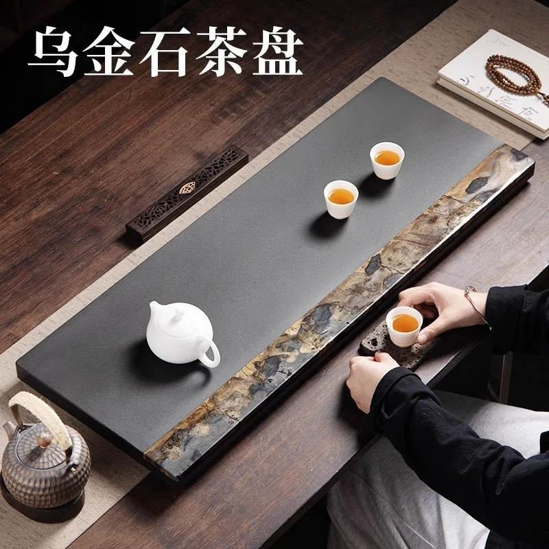 Ganzes Wujinshi-Teetablett für Zuhause, Büro, High-End-Geschenk, leichter Luxus, chinesische Malerei, Stein-Teetisch, Drainage-Teetablett