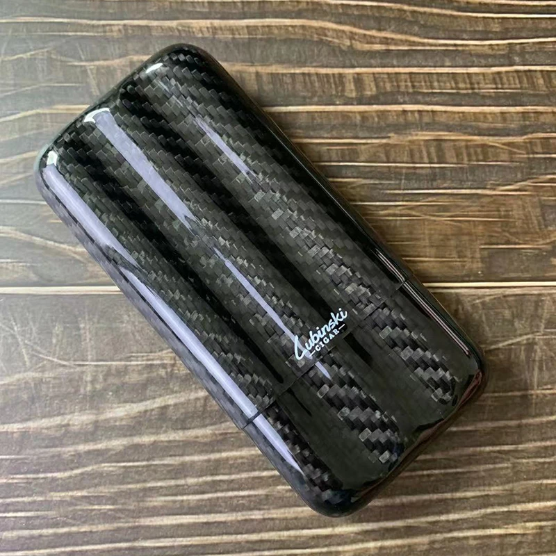 LUBINSKI Carbon Fiber Cigar Case Travel Lightweight Mini Humidor Cigar Box Luxury Portable Outdoor Cigar Tube Accessories