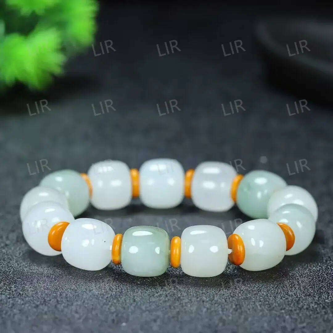 

LIR Gold Wire Jade Tian Shan Snowflake Bracelet - Minimalist Elegant Statement Piece - Unisex Fashion Choice - Trendy