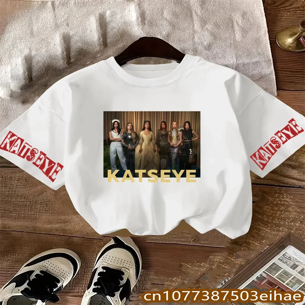 KATSEYE Korean Girl Group Print T-shirt for Boys and Girls, Children's Clothing, Short-sleeved Summer Top Girl's Gift for Summer