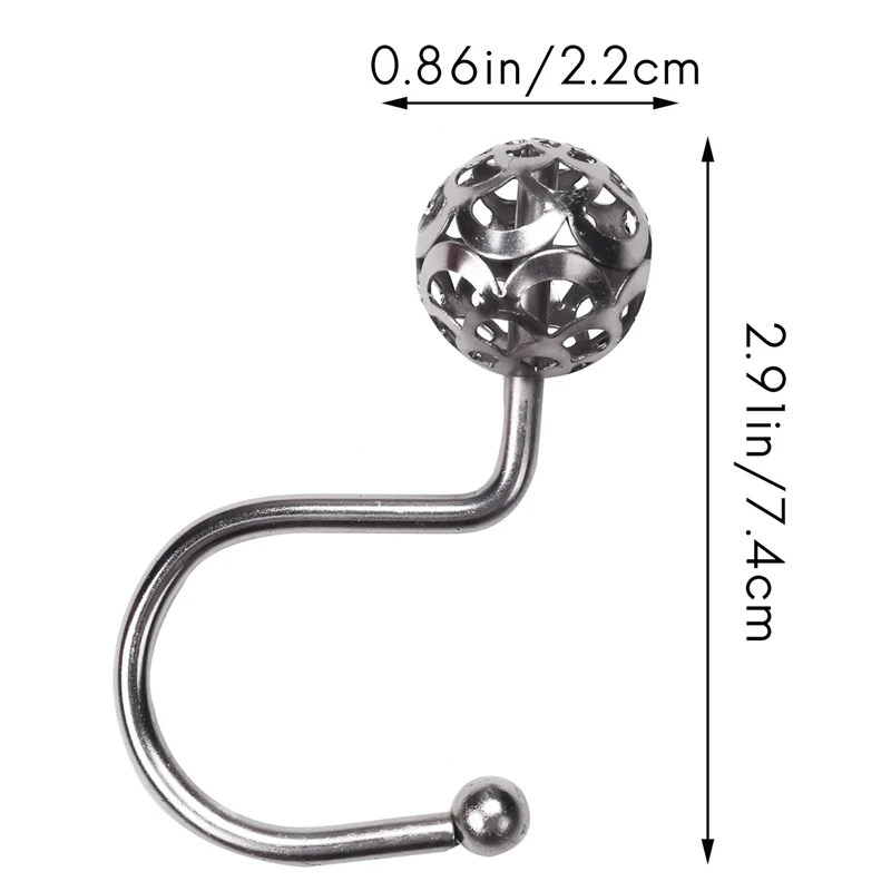 Shower Curtain Hooks Rings,Set Of 12 Decor ,Metal Rustproof For Bathroom