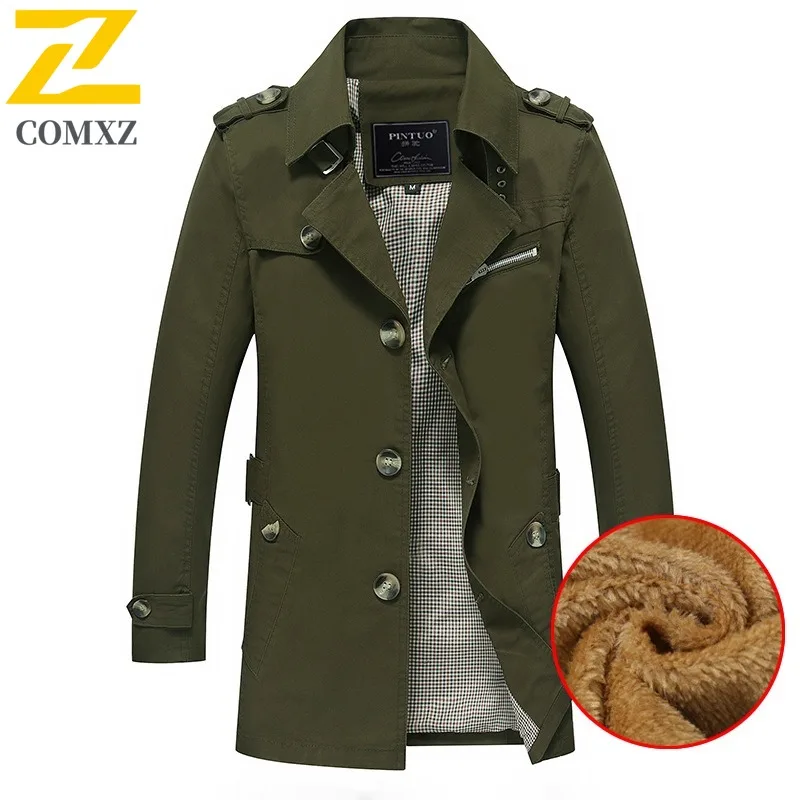 COMXZ 2025 Men Korean Style Slim Fit Long Jacket Casual Cotton Padded Coat Winter Spring Fashion Export Exclusive windbreaker