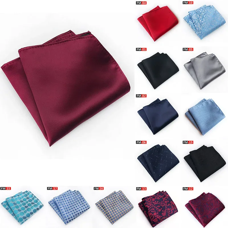 25cm Men Solid Color Pocket Square Hanky for Men Grid Floral Mens Handkerchiefs Casual Suit Handkerchief Towels wedding Party