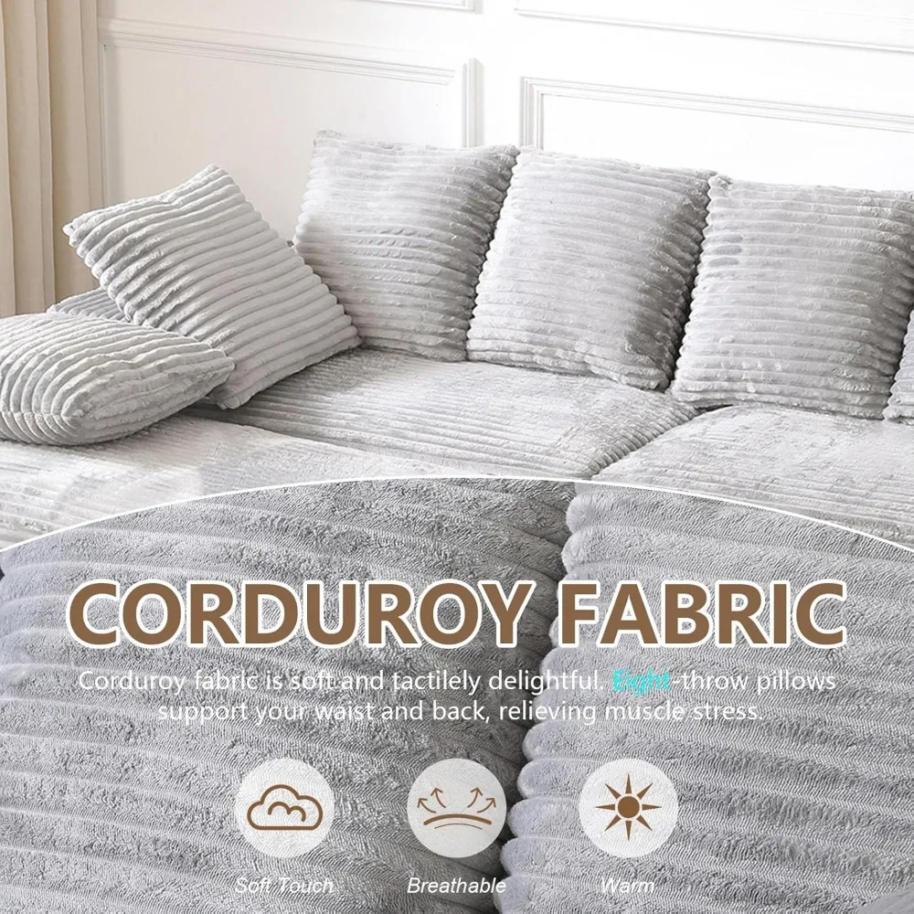 Современный секционный диван в облачном стиле с глубоким сиденьем и пуфиком для хранения вещей для гостиных и квартир