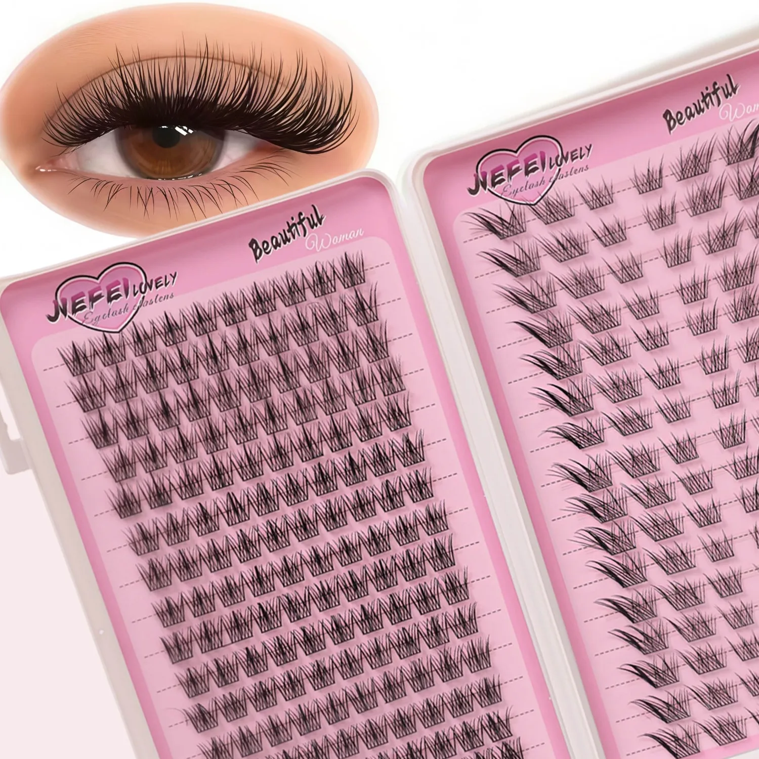 256 Clusters of Mixed False Eyelashes, Natural Appearance, Extremely Soft and lightweight, including the Trilogy, Sudaji Series