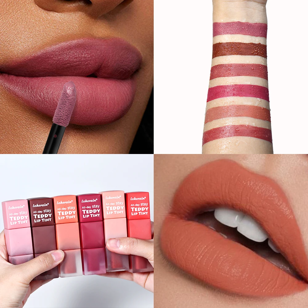Lakerain 립글로스 오랫동안 지속되는 메이크업 부드럽고 풍부한 컬러 매트 메이크업 효과 방수 립글로스 매력적인 립 메이크업