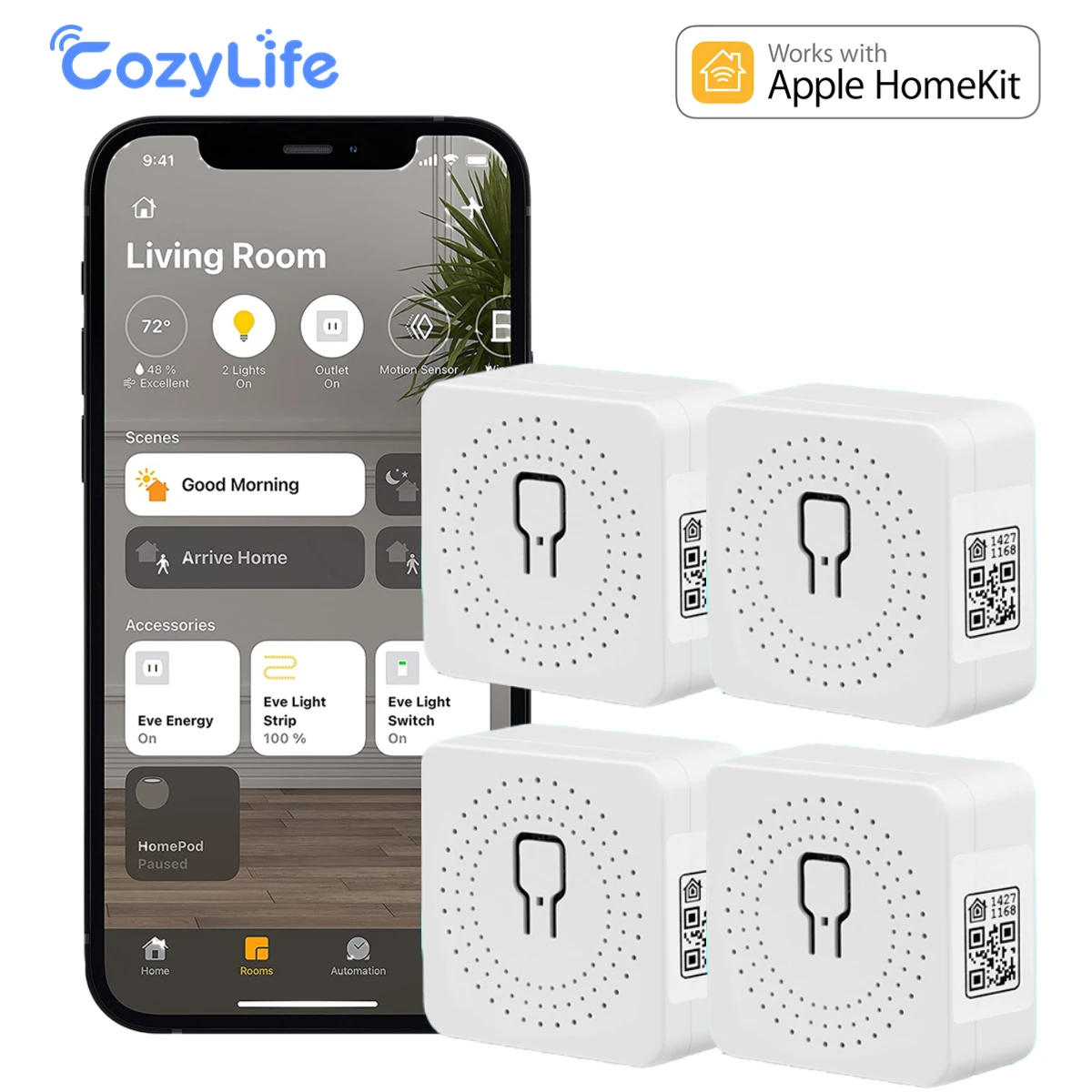 CozyLife In-wall Relay Switch Work With Apple HomeKit Alexa SmartThings Alice,16A WiFi Smart Switch Module Neutral Wire Required 